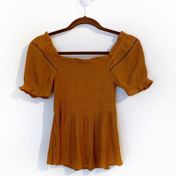 E & M Tops - E & M DARK MUSTARD YELLOW BLOUSE